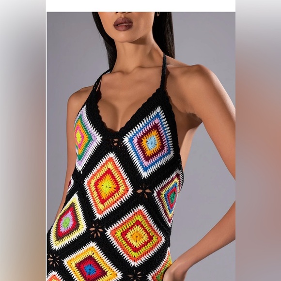 NWT Multicolor Crochet halter Jumpsuit - Picture 6 of 7